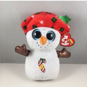 Ty Snowman Plush with Red Hat and White Body🎄⛄️🎁